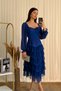 Sweetheart Neckline Chiffon Sleeves Tulle Skirt Midi Evening Dress - 2