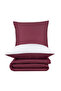 Satin 100% Cotton Double Duvet Cover Set Solid Color Burgundy - Cream - 5