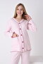 Front Buttoned Comfortable Fit Adjustable Waist Sleeve and Leg Ruffle Detailed Maternity Pajama Set - 7