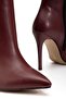 Ls-226 Burgundy Leather Zippered Elastic Thin High Heeled Women's Boots - 5
