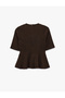 Peplum Brown Women's T-Shirt 6WAK50418EK - 2