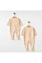 Organic Booties Romper Set – Rabbit Pattern & Plain Beige