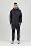 Sportswear Full Length Zippered Men's Hooded Tracksuit Set Navy Blue