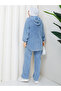 Women's Pants Two-Piece Kangaroo Pocketed Loose Denim Set - 7
