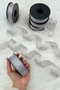 Gray Hilton Striped Chiffon Ribbon 2.5 cm 20 Meters, Bride, Groom, Bundle, Engagement, Dowry, Gift, Decoration - 3