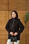 Women's Half Zipper Hooded Sweat Black - 3