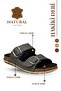 Sermoda Double Buckle Adjustable Genuine Leather Men's Slippers Natural Leather Slippers t Smoked