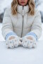 Blue and Cream Color Paw Strap Plush Gloves - 2