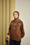 Women's Ribbon Stone Detail Sweat Brown - 3