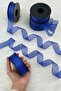 Cobalt Blue Hilton Striped Chiffon Ribbon 2.5 cm 20 Mt, Bridal, Bundle, Engagement, Dowry, Gift, Decoration - 2