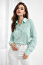 Women's Turquoise Pocket Long Sleeve Shirt - 5