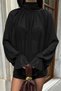 Women's black Mock Neck cape cut princess sleeve chiffon blouse alc-x14853 - 5