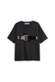 Hot Belt Printed Relaxed Fit Black Women's Tshirt