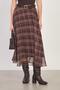 Women's plaid belted chiffon skirt - coffee - 2