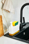 Gözde - Modern Countertop Liquid Soap Dispenser with Transparent Colored Base and Sponge Compartment (550 ml) - 3