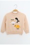 Boy's Relax Fit Crew Neck Lightweight Drop Shoulder Embroidered Sweatshirt