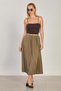 Women's Pleated Midi Skirt - Khaki - 2