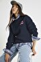 Unisex Oversize Sweatshirt Norf Sarf Map Printed Navy Blue – Crew Neck, 3 Thread Ribbed - 5