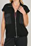 Women's Mock Neck Square Pocket Vest - Black - 2