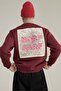 Unisex Oversize Sweatshirt Norf Sarf Map Printed Claret Red – Crew Neck, 3 Thread Threaded Yarn