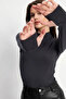 Women's Anthracite Cream White Bitter Brown Mustard 5-Piece Finger Detailed Bodysuit - 2