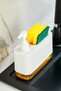 Gözde - Modern Countertop Liquid Soap Dispenser with Transparent Colored Base and Sponge Compartment (550 ml)