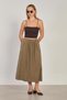 Women's Pleated Midi Skirt - Khaki