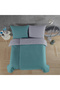 Ranforce 100% Cotton Double Duvet Cover Set Solid Color Turquoise - Gray - 4