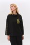 Deep side Slit olive waffle knit t-shirt - 2