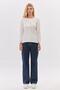 Sausage collar sleeve and hem Slit stone knitwear
