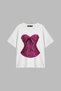 Sassy Corset Printed Relaxed Fit White Women's Tshirt - 2