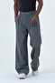 Wide Leg Pleated Oversized Men's Trousers Dark Gray between Sizes S-12Xl - 5