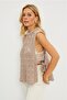 Women's Mink Tie-Detail Lace-Like Knit Sweater Be277 - 2