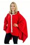 Red and White Christmas Themed Gift Popon Hooded Fleece Poncho Christmas Outfit Winter Buttoned Shawl - 8