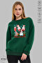 Unisex Long Sleeve Snowman New Year Printed Crew Neck Hoodless Fleece-Lined Oversized Sweatshirt - 4