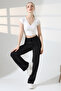 F Corded Fabric Wide Leg Sweatpants with Fleece Lining - 5