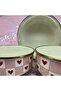 Enamel Storage Container Set of 3 – with Gold Detailed Lid, Pink Heart Pattern - 2