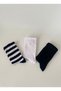 Black and White Unisex Sports Socks Set of 3 Tennis Daily Athletic Use - 7