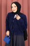 Vera Front-Tie Plush Cardigan Navy Blue - 4