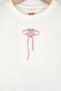 Girl's Bow Embroidery Short Sleeve Ribbed Knit Bodysuit with Diamond Stones - 3