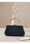 Black Gold Luxury Suede Metal Handle Crystal Stone Embroidered Women's Evening Dress Bag - 4