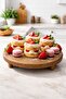 Wooden round decorative presentation and serving plate 25 cm