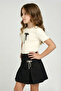 Girl's Bow Embroidered Gabardine Shorts Skirt - 2