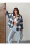 WOMEN'S PLAID POCKETED OVERSIZE RELAXED FIT FLANNEL SHIRT SGT1008