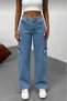 Lovrens 90`S Lycra Loose Women's Medium Blue Back Pocketless Super High Waist Jean Denim Trousers - 7