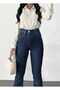 Daria Stretch Fabric Women's Dark Blue Super High Waist Flared Denim Jeans - 4