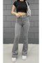 Daria Stretch Fabric Women's Gray Super High Waist Flared Denim Jeans - 2