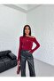 Women's Draped Boat Neck Fingerhole Blouse - 2