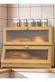 Bamboo Double Layer Bread Box Large Capacity Natural Wood Storage Container with Ventilation Doors