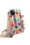 iPhone 15 Pro Compatible Silicone Edge Hard Back Anti-Fall Case Colorful Heart - 3